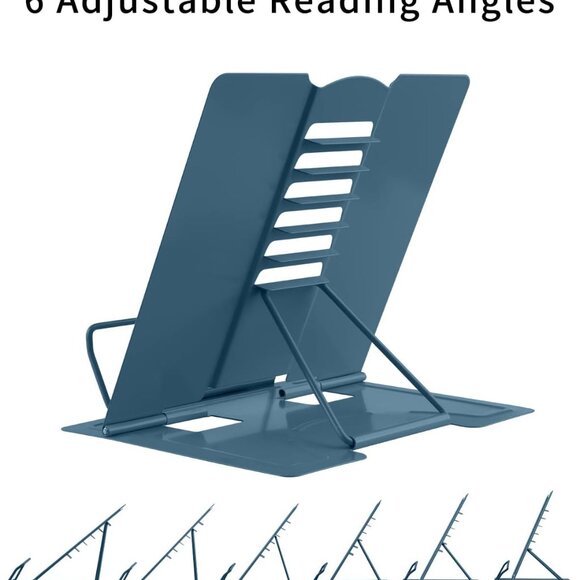 Desk Book Stand Holder for Reading, Adjustable Cookbook Stand Metal Reading Stan - Picture 3 of 6